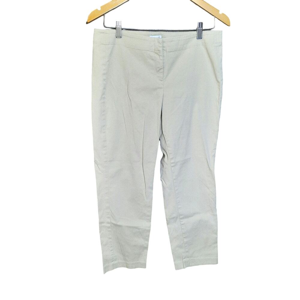 J. Jill Womens Beige Cotton Blend Zip Front Closure Crop Pants Size 10